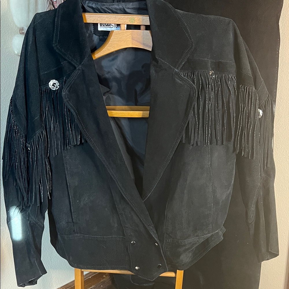 SOLD Black Suede Fringe Jacket